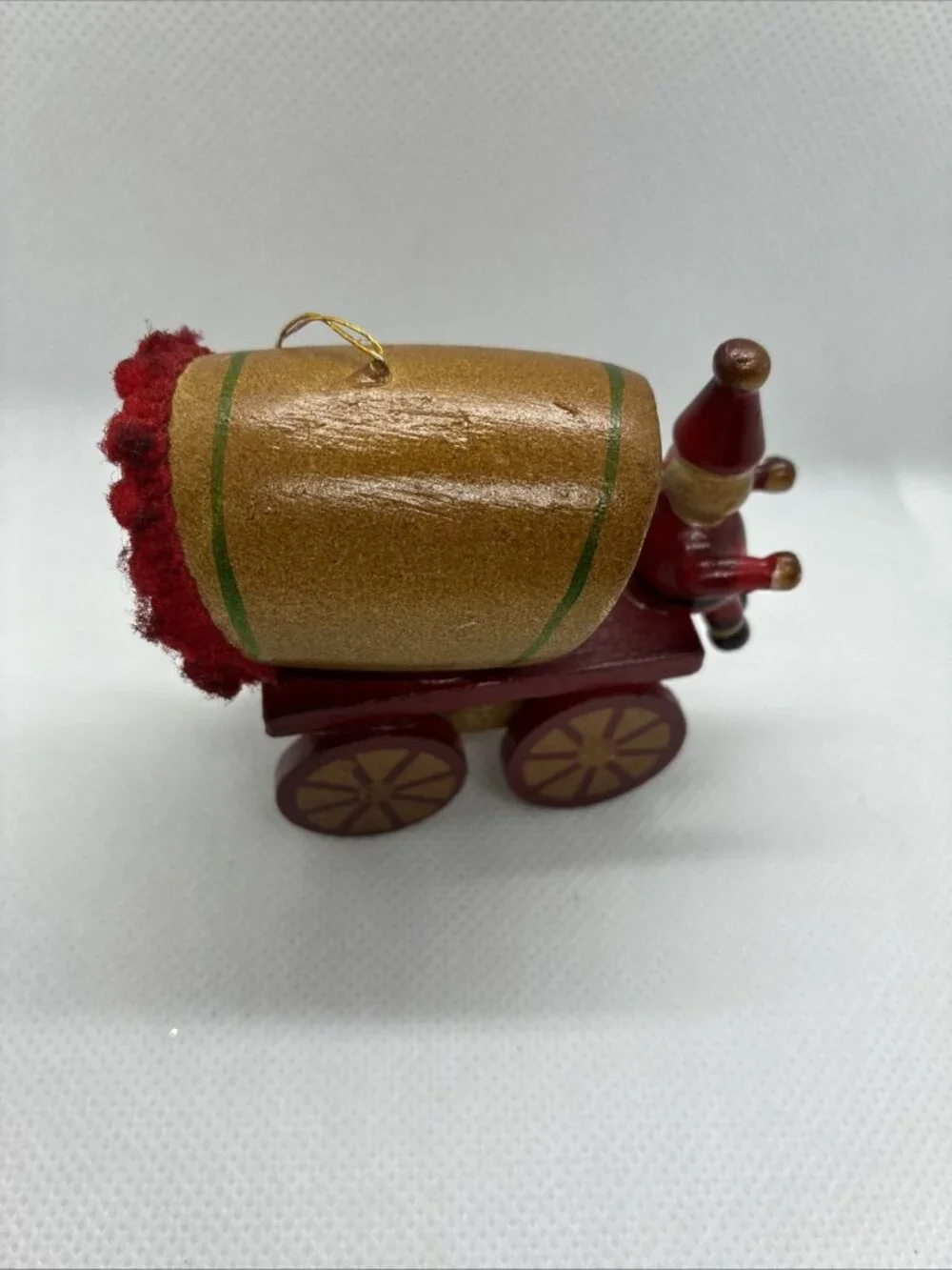 Vintage Wooden Santa Noel Covered Wagon Christmas Ornament Rustic Holiday Decor
